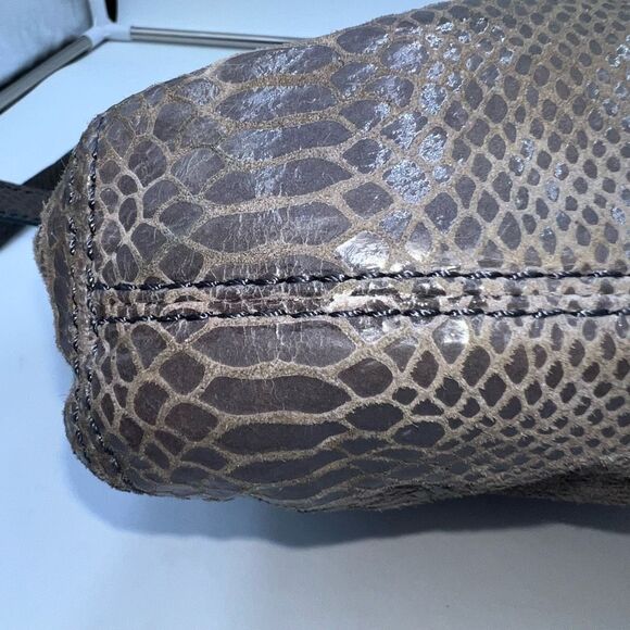 Michael Kors Snakeskin Embossed Suede MK Hardware Crossbody Bag - Picture 6 of 9